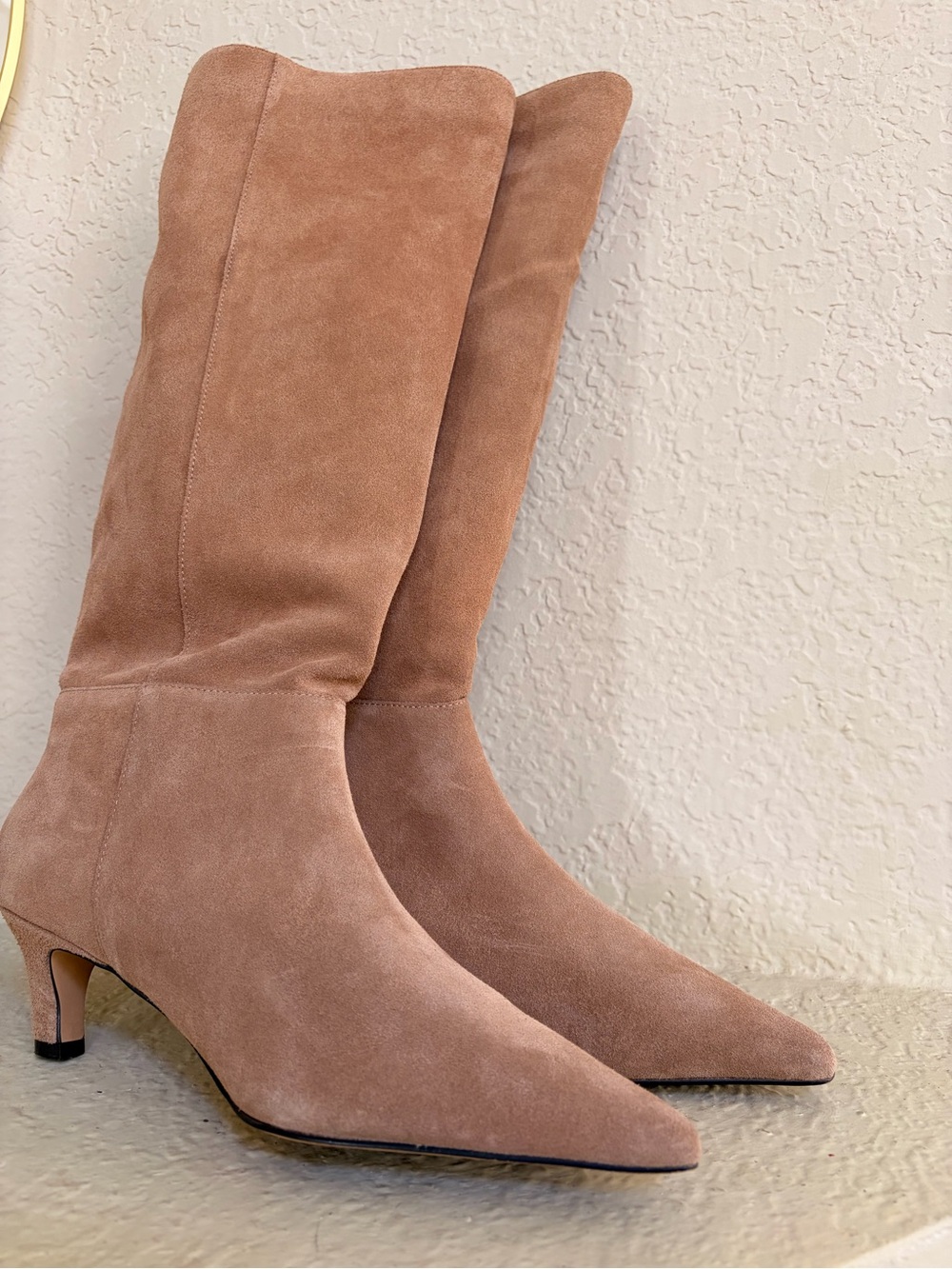Ann Taylor Over-the-Knee Suede Boots in Nude - Picture 2 of 7